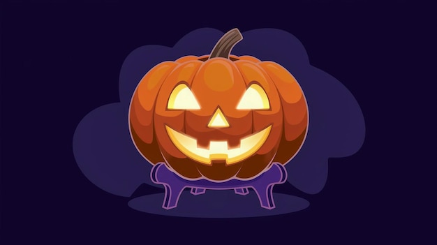 una calabaza con una cara en ella y un fondo negro