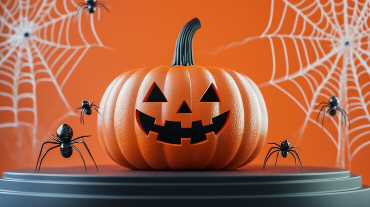 una calabaza con una cara que dice calabazas en ella