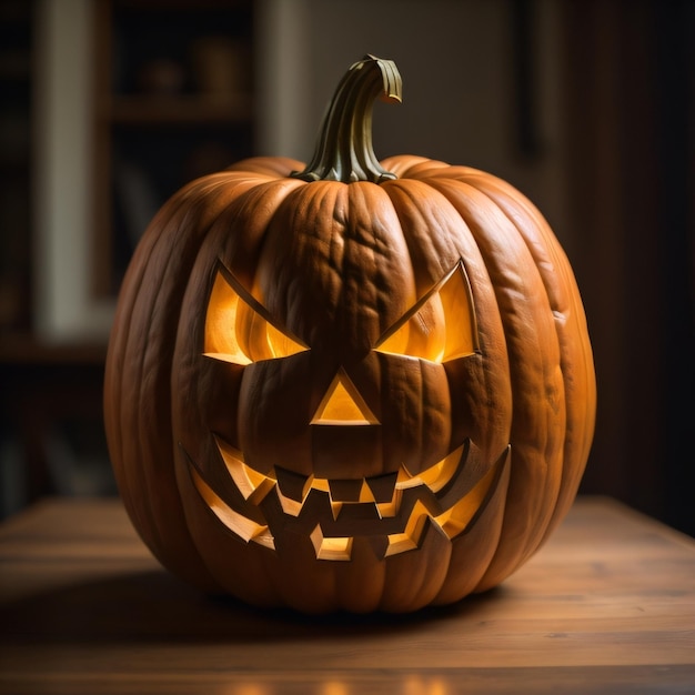 Una calabaza con una cara tallada en ella.