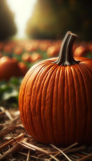 calabaza de cerca en un campo