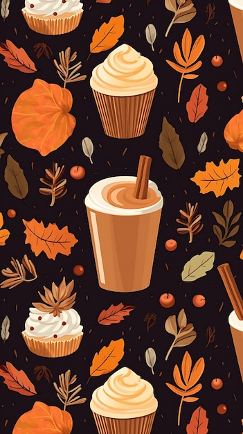 Foto calabaza, especias, productos aromatizados de temporada, café, café con leche, pastel, sopa, batido, comida y bebida de otoño