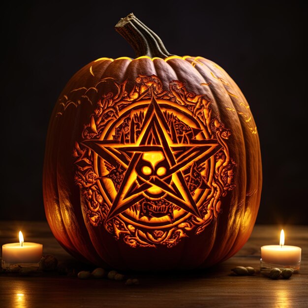 una calabaza con una estrella en ella que dice scaryon es