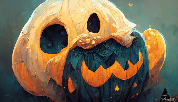 Calabaza fantasma calabazas disfraz tema 3D ilustración