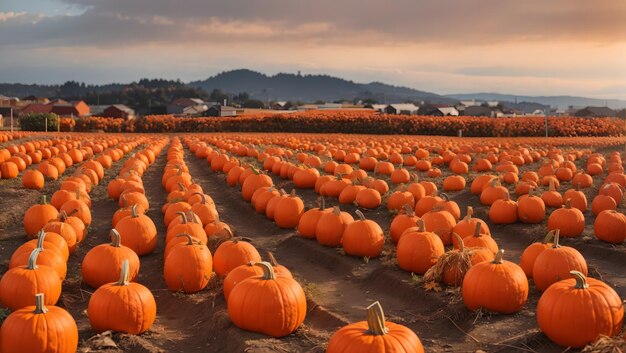 Una calabaza con filas de naranja brillante La imagen se genera con el uso de una inteligencia artificial