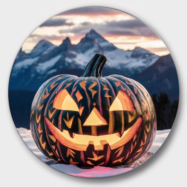 Foto calabaza con un fondo de montaña