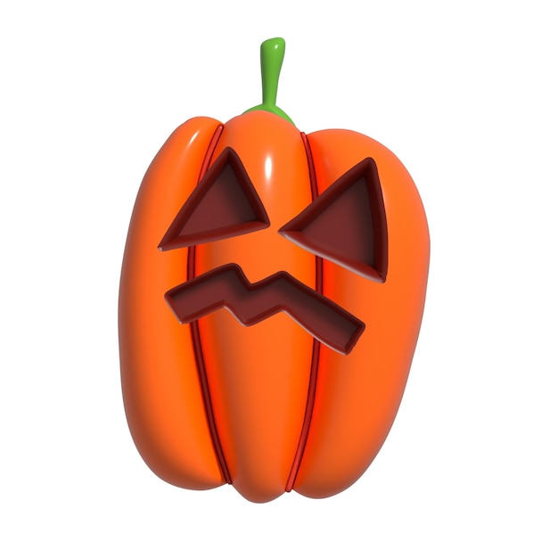 Calabaza de Halloween Calabaza naranja 3d realista con cara enojada