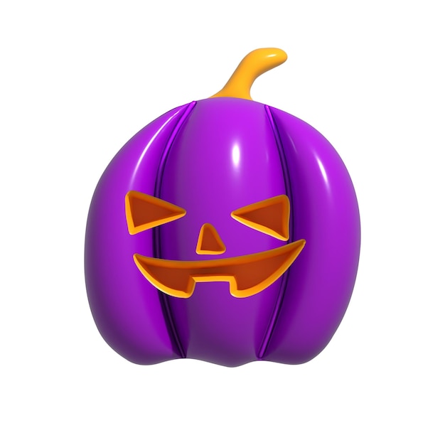 Calabaza de Halloween Calabaza púrpura 3d realista con emoción feliz