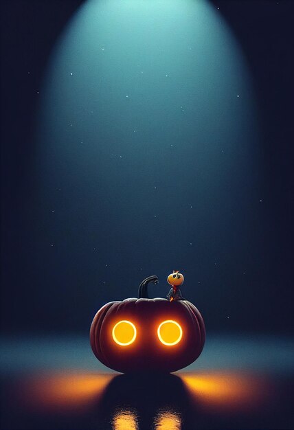 Foto calabaza de halloween en negro render ilustración 3d