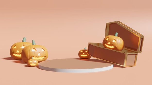 calabaza de halloween y podio