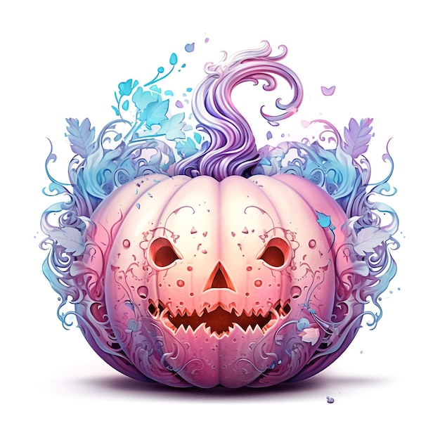 Calabaza de Halloween púrpura pastel acuarela