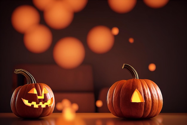 calabaza de halloween en render 3d negro