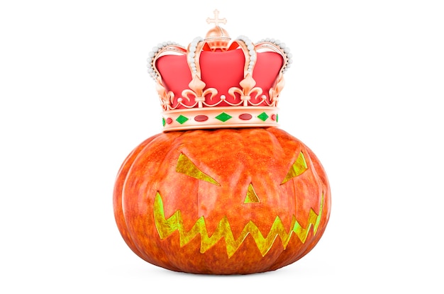 Calabaza de Halloween con renderizado 3D de corona