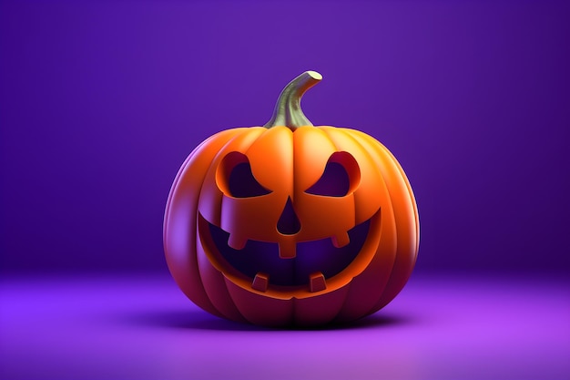 Calabaza de Halloween sobre fondo morado