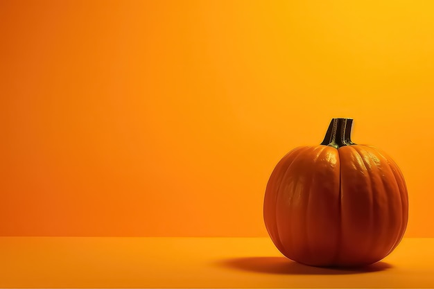 Calabaza de Halloween sobre fondo naranja AI