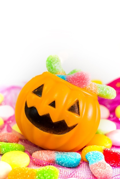 Calabaza de Halloween, truco o trato con dulces