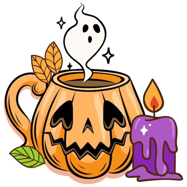 calabaza para la ilustración de Halloween vector sobre fondo blanco