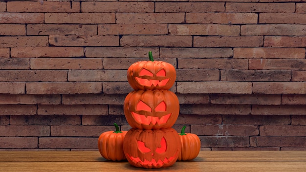 La calabaza jack o linterna para la representación 3d de contenido de halloween