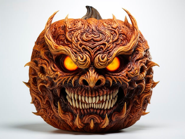 Foto una calabaza macabra decorada para halloween