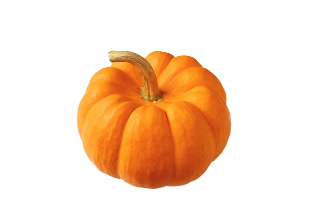 Calabaza madura naranja viva aislada sobre fondo blanco