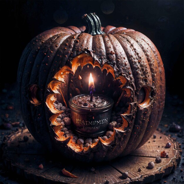 calabaza mística de Halloween con velas