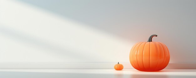 Calabaza naranja sobre un fondo blanco con sombras IA generativa