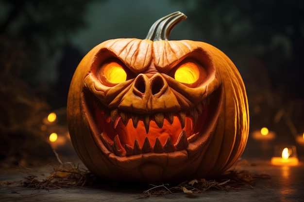 La calabaza de otoño es espeluznante para Halloween.