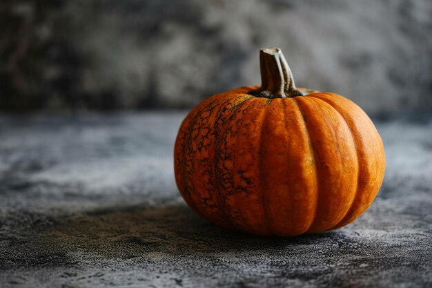 Una calabaza realista sobre un fondo de color gris