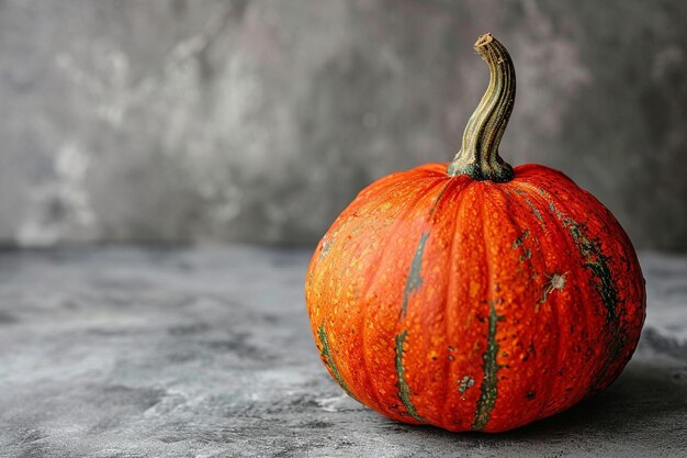 Una calabaza realista sobre un fondo de color gris