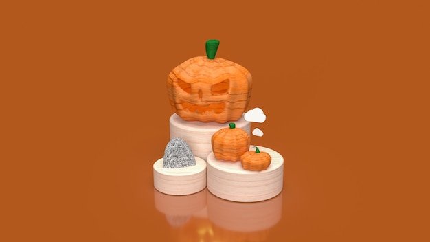 La calabaza para la representación 3d del concepto de halloween