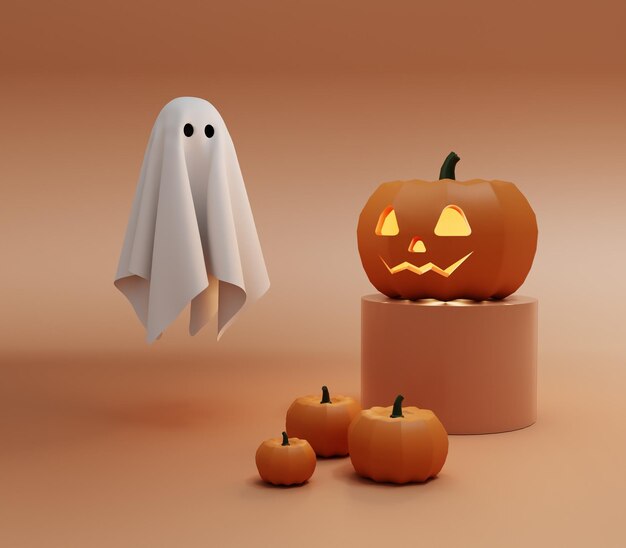 Calabaza en representación 3D del día de halloween