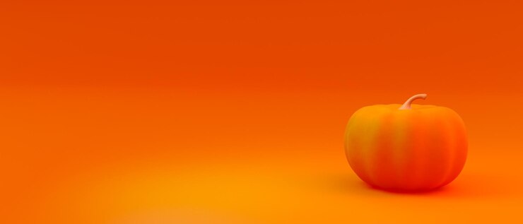 Calabaza sobre fondo naranja Para una dieta saludable y para la fiesta de la cosecha. renderizado 3d