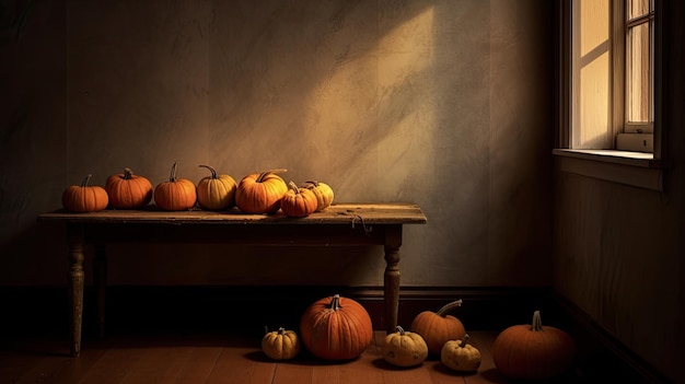 calabaza sobre una superficie en un pasillo antiguo