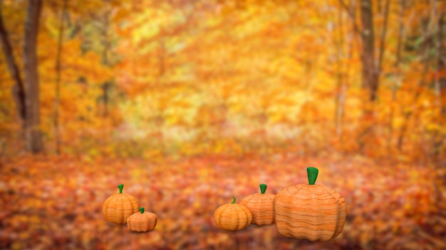 Foto la calabaza en la temporada de otoño para la representación 3d del concepto de acción de gracias