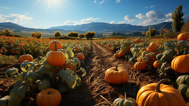 Las calabazas adornan el campo