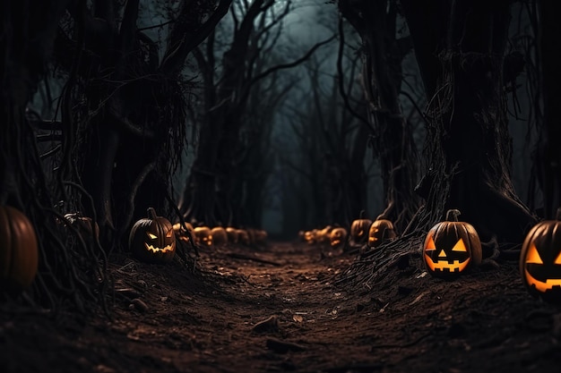 Calabazas del bosque de diseño de Halloween
