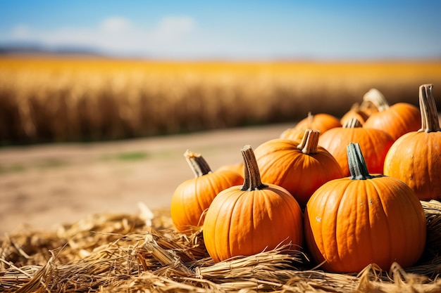 Calabazas en un campo