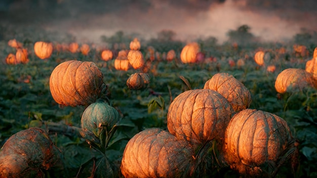 Calabazas de Halloween en el bosque