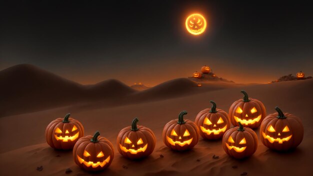 Las calabazas de Halloween en el desierto