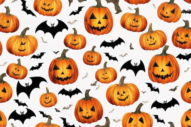 calabazas de halloween con un patrón de murciélagos.