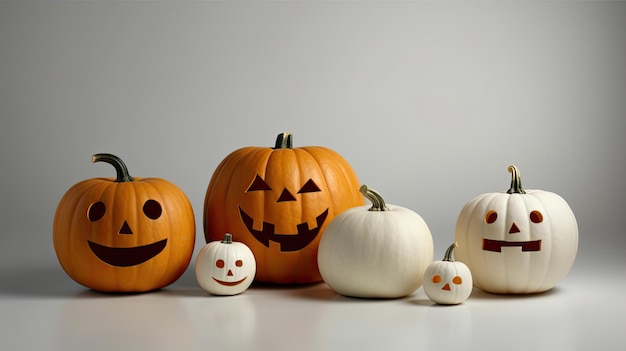 Calabazas de halloween sobre un fondo blanco