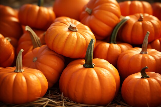 Calabazas otoñales en abundancia en colores vivos