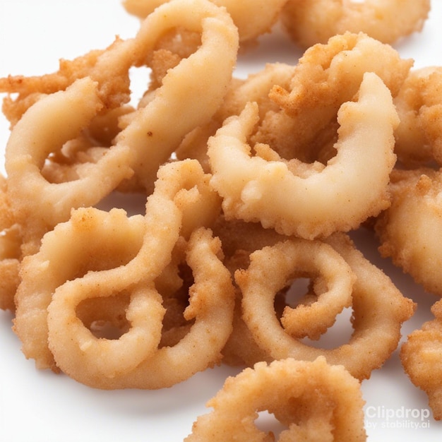 Calamares Aros de calamar fritos servidos con mayonesa de ajo y salsa de chile