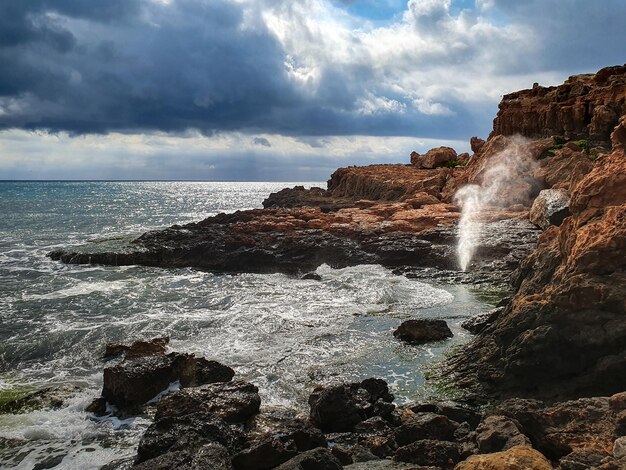 Calas de Torrevieja paisaje junto al mar Mediterraneo en el sur de la Costablanca