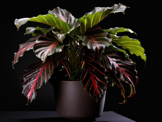 Calathea Studioaufnahme isoliert auf klarem Hintergrund, generative KI