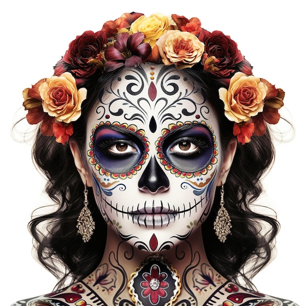 Calavera de azúcar de fiesta del día muerto o fiesta de halloween Ai Generated