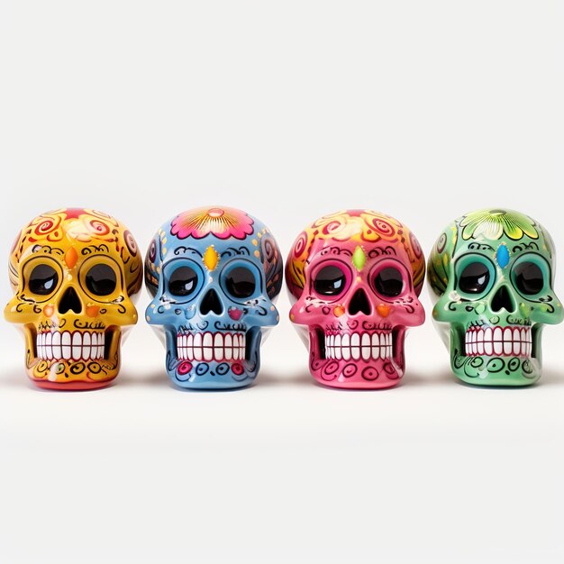 Calavera de azúcar de fiesta del día muerto o fiesta de halloween Ai Generated