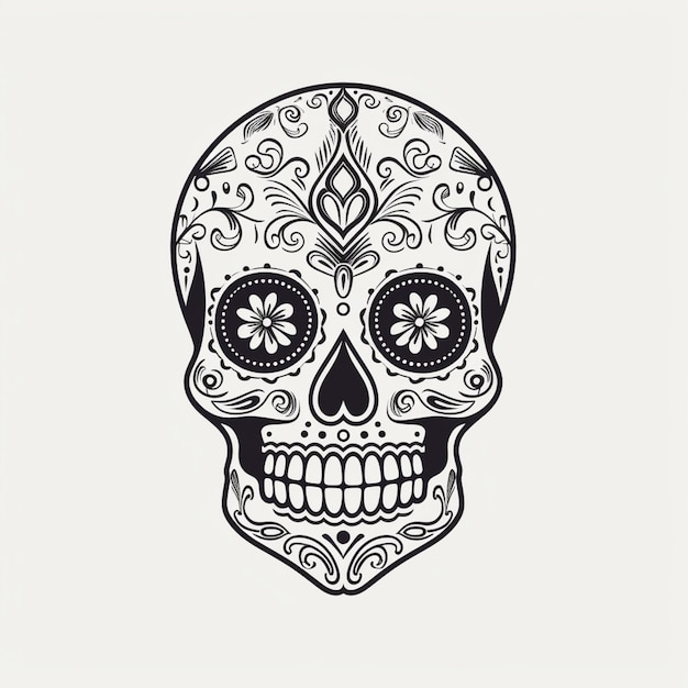 Una calavera de azúcar con un patrón floral.