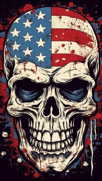 Calavera con bandera americana