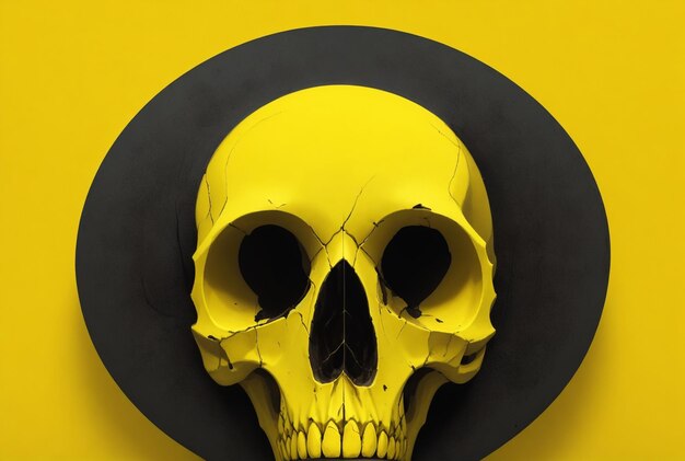 Una calavera con un círculo amarillo en el medio.