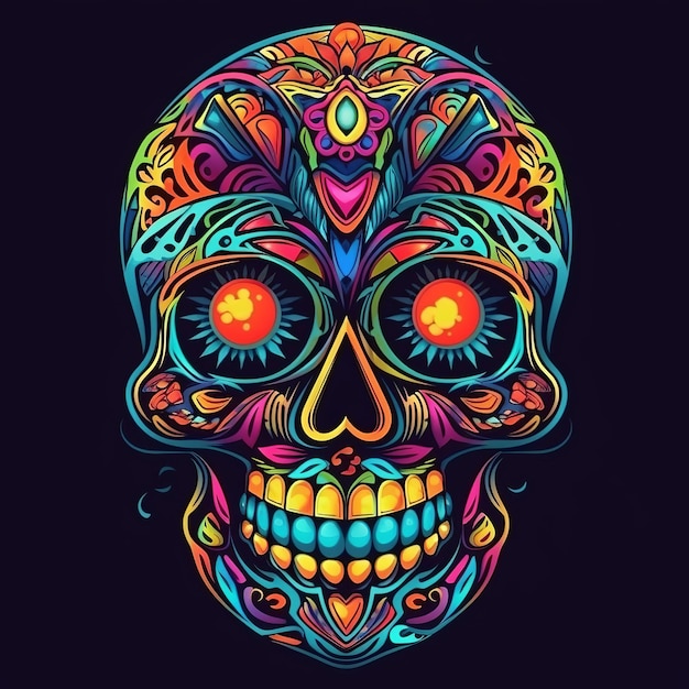 Calavera colorida para el Cinco de Mayo y el Día de los Muertos